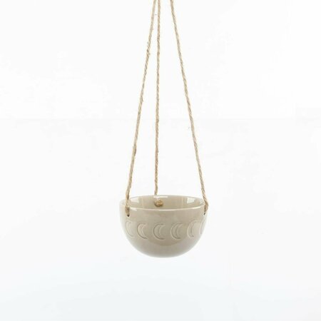 FLORA BUNDA 5' Moon Phase Ceramic Hanging Planter Pot, Olive CT1029E-OLIVE